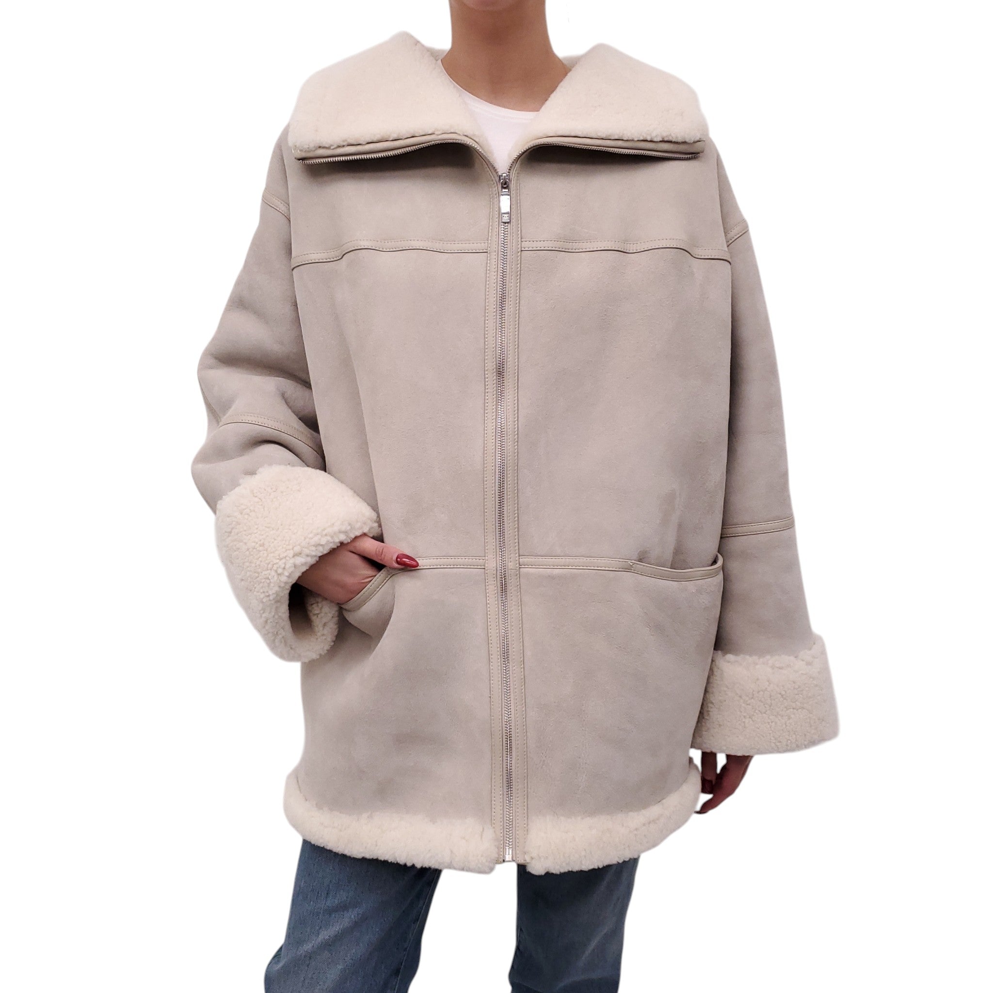 TOTEME SIGNATURE SHEARLING JACKET - SIZE XS/S