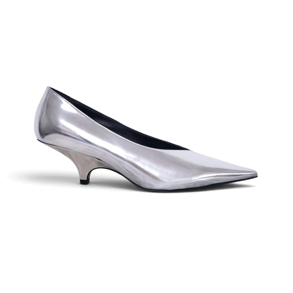 TOTEME SILVER KITTEN HEELS - SIZE 38