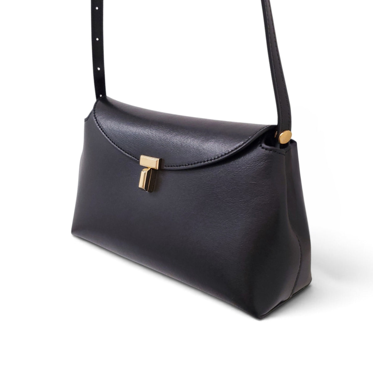 TOTEME T-LOCK LEATHER BAG IN BLACK