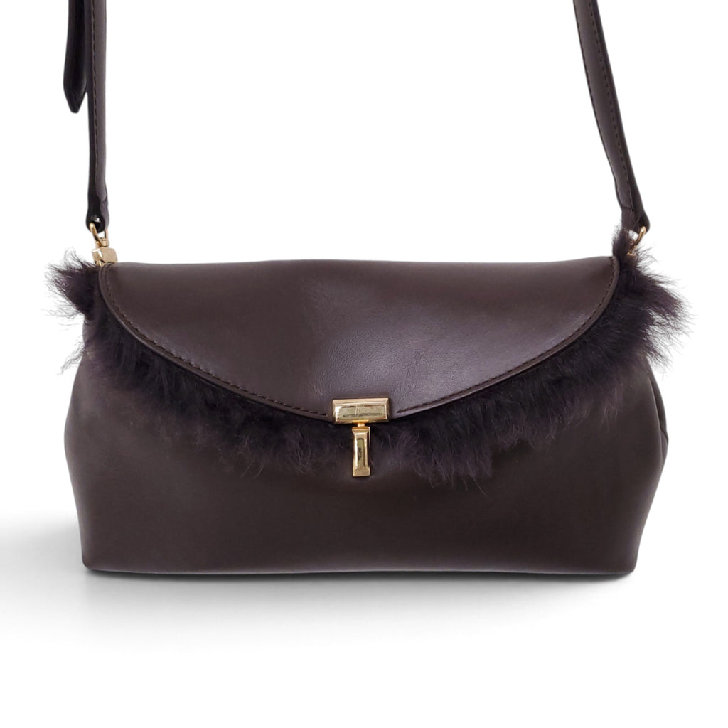 TOTEME T-LOCK SHEARLING CLUTCH