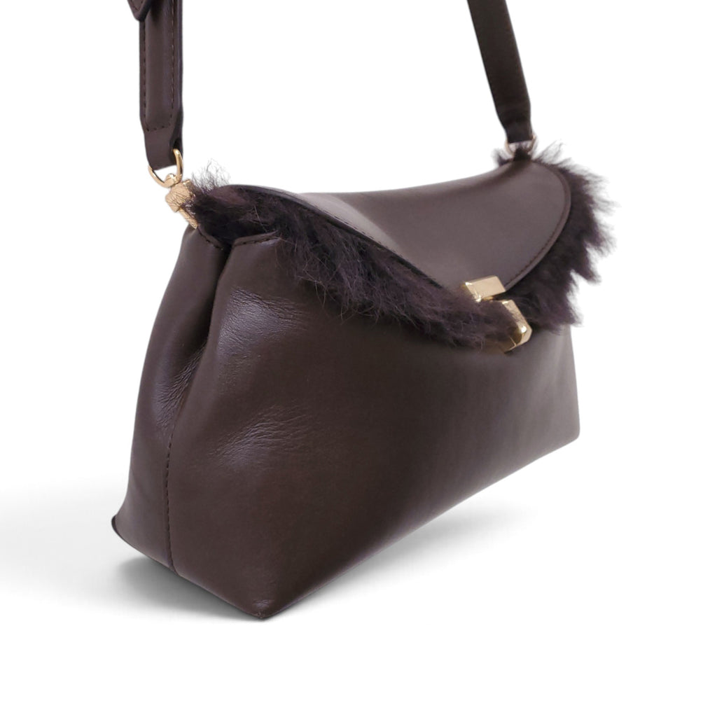 TOTEME T-LOCK SHEARLING CLUTCH