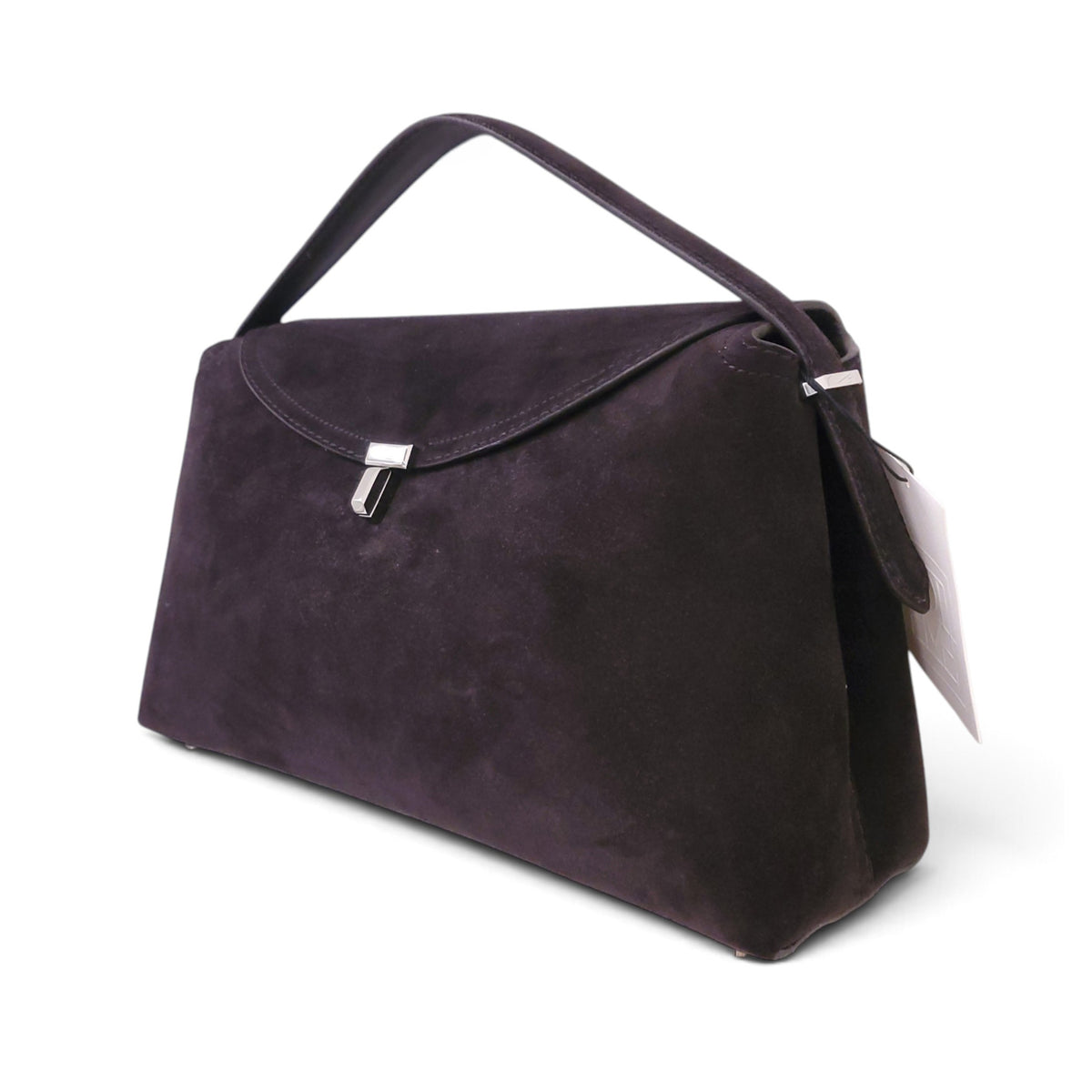 TOTEME T LOCK BLACK SUEDE CLUTCH BAG WITH STRAP