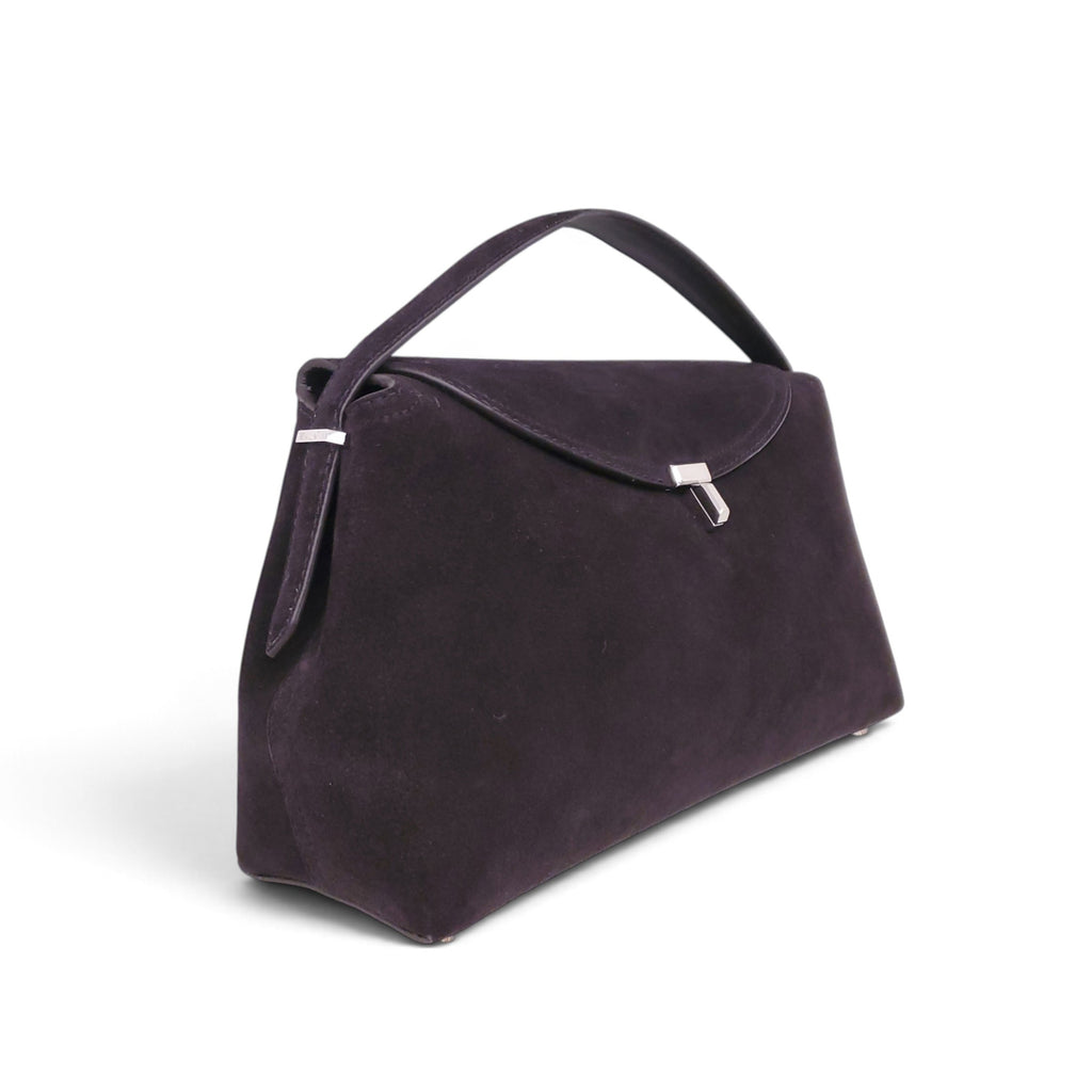 TOTEME T LOCK BLACK SUEDE CLUTCH BAG WITH STRAP