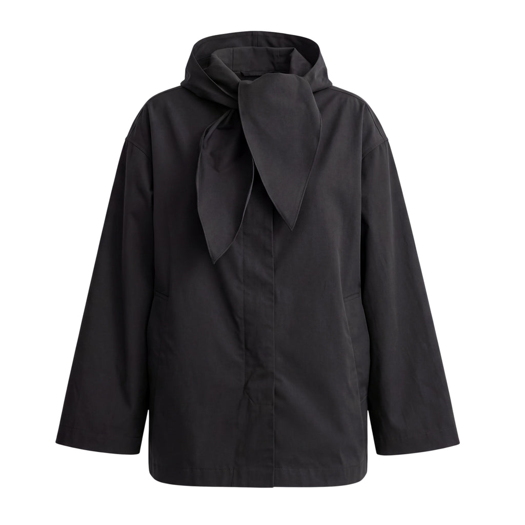 TOTÊME BLACK WINDBREAKER WITH SCARF DETAIL - SIZE 34 (VERY OVERSIZED)