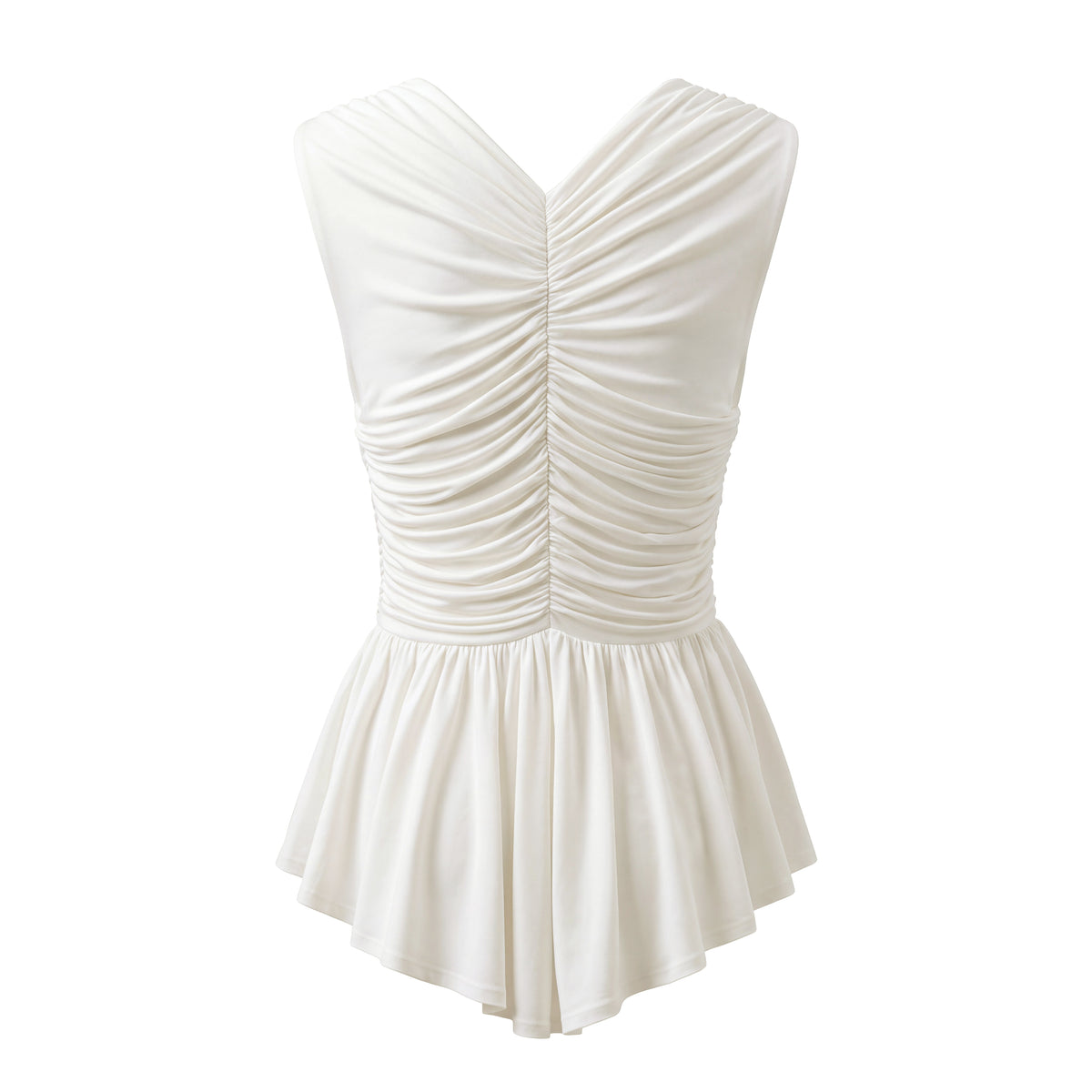 TOVE CREAM GABOR ROUCHED JERSEY TOP - SIZE 36