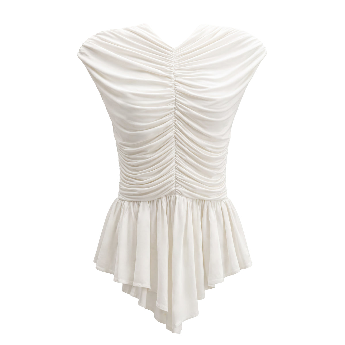 TOVE CREAM GABOR ROUCHED JERSEY TOP - SIZE 36