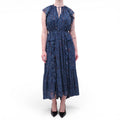 ULLA JOHNSON NAVY METALLIC PATTERNED DRESS - SIZE 6