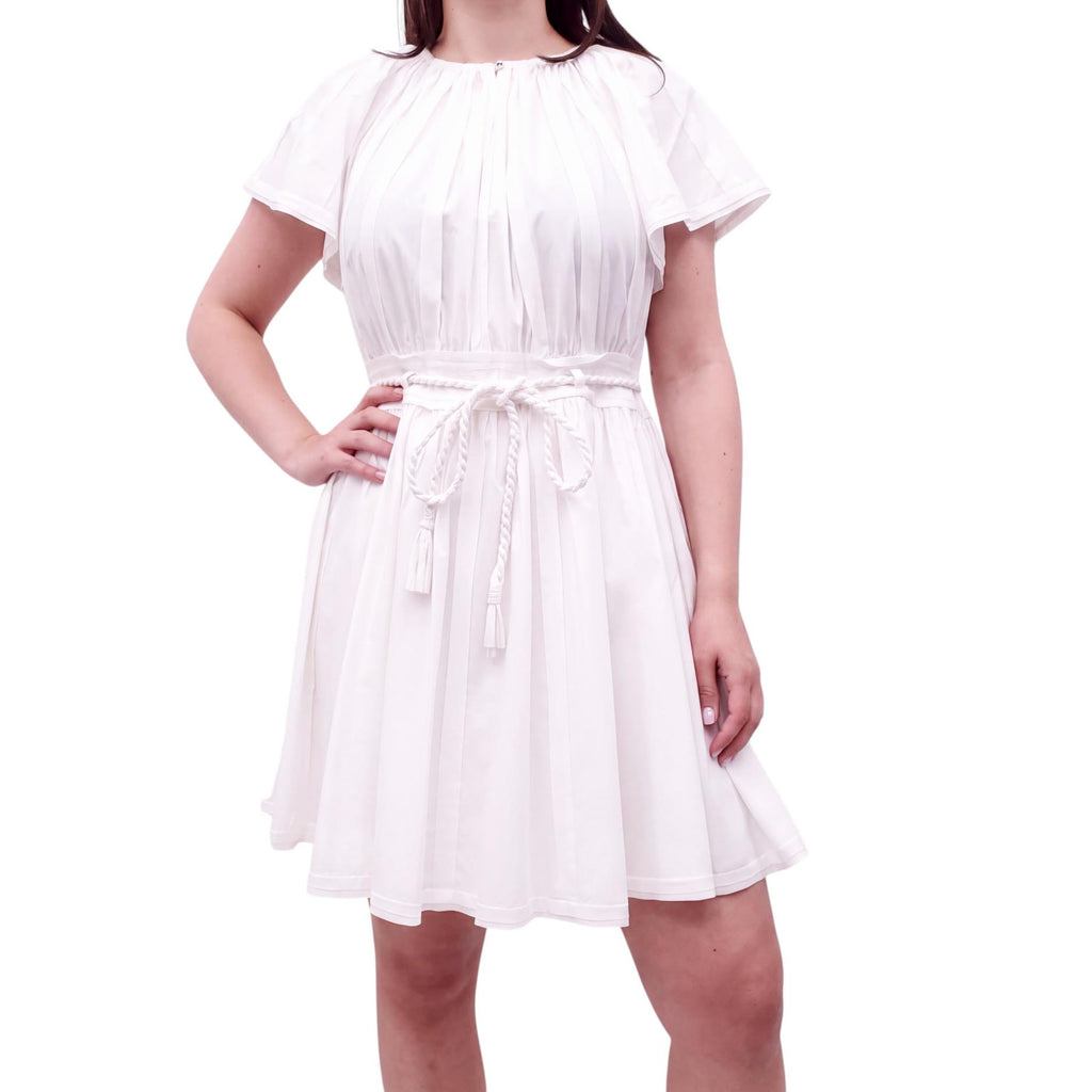 ULLA JOHNSON WHITE DRESS WITH ROPE BELT  - SIZE 10
