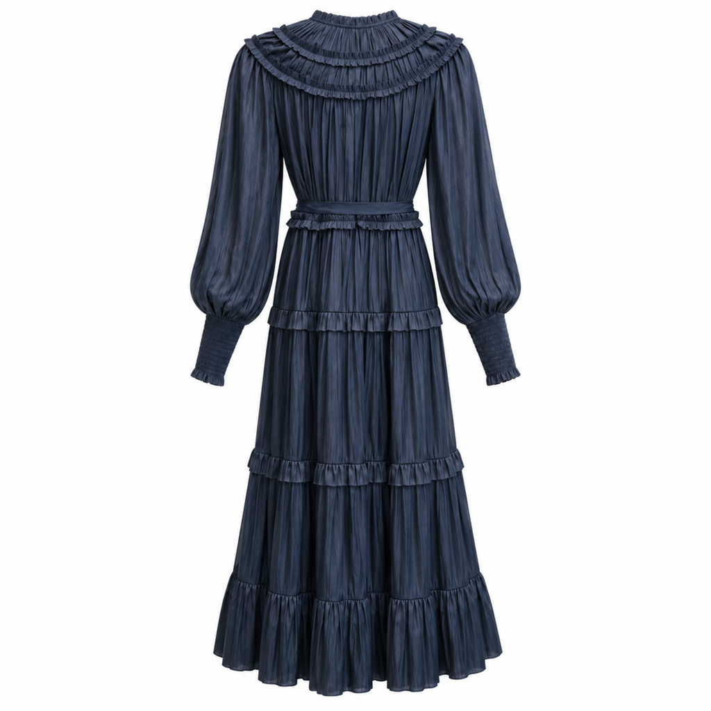 ULLA JONSHON NAVY PLEATED DRESS - SIZE 2