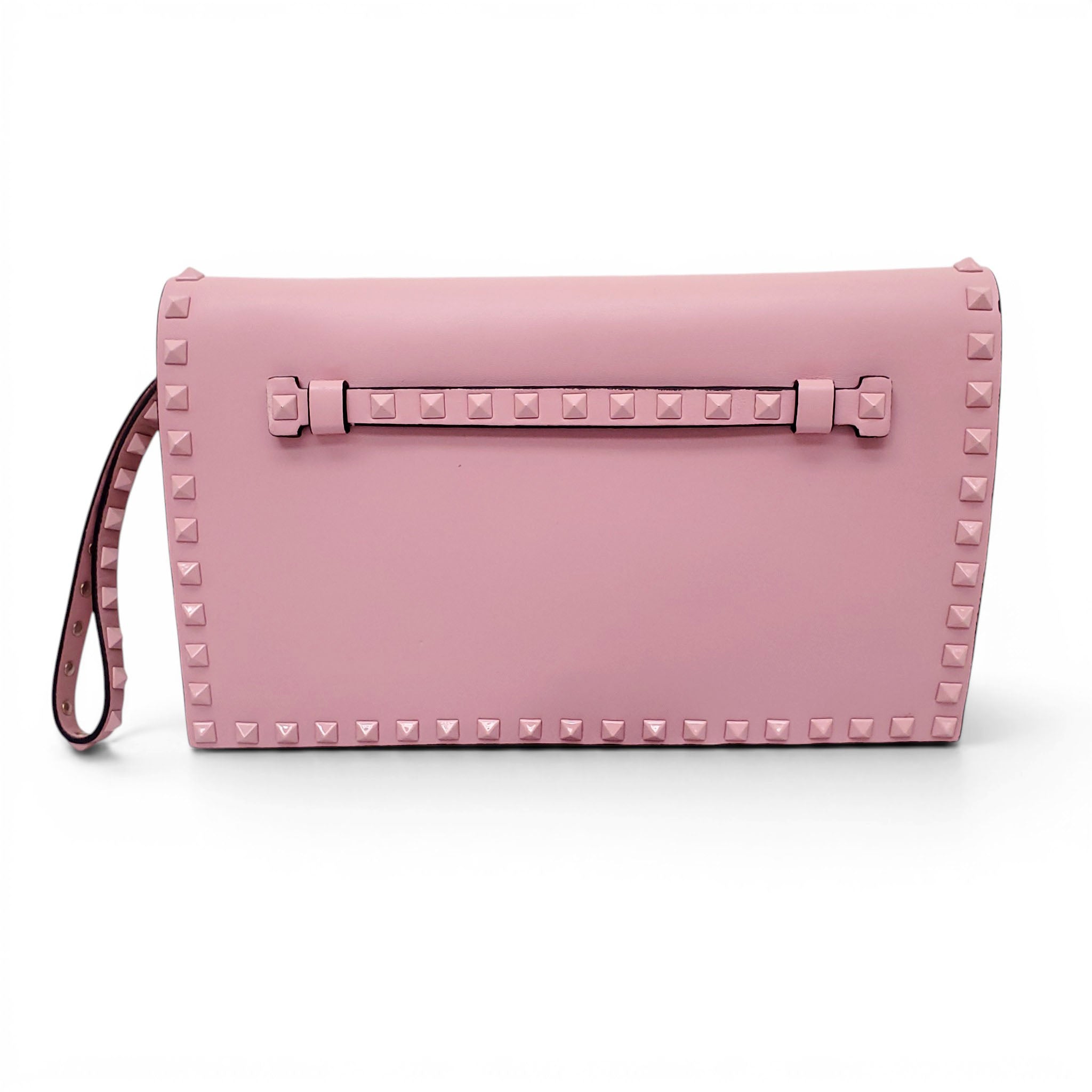 VALENTINIO PINK ROCKSTUD WRISTLET CLUTCH