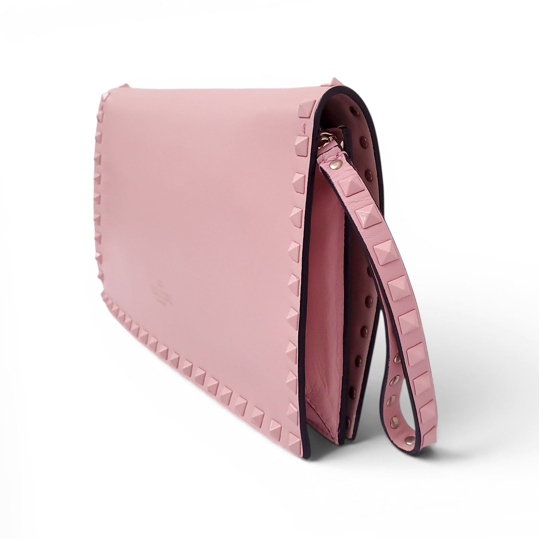 VALENTINIO PINK ROCKSTUD WRISTLET CLUTCH