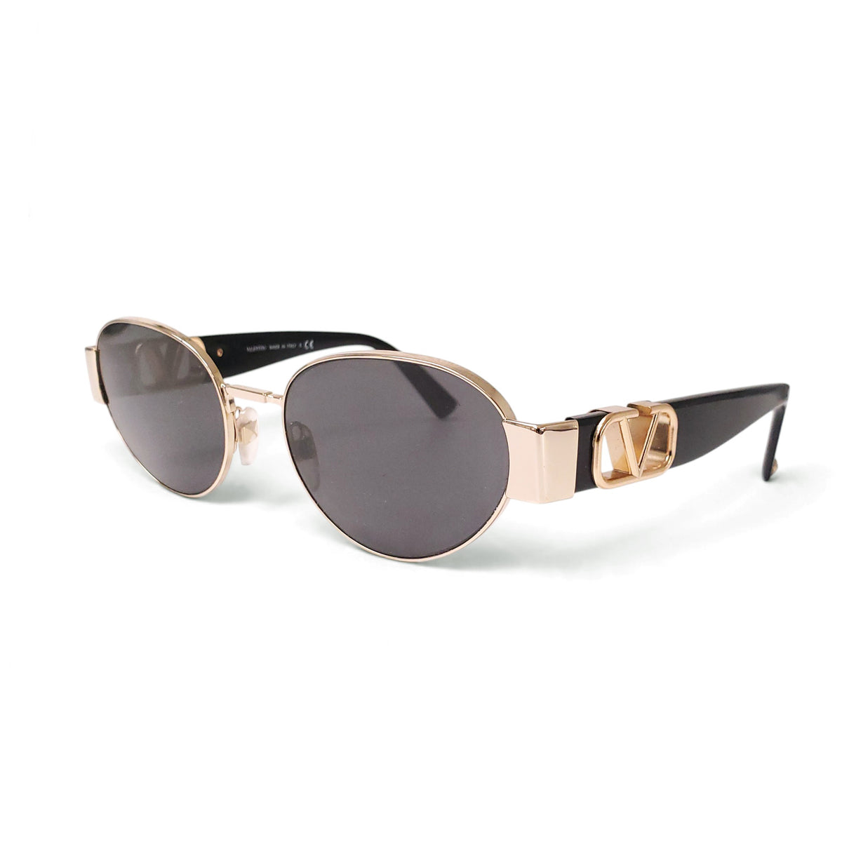 VALENTINO BLACK AND GOLD ROUND SUNGLASSES