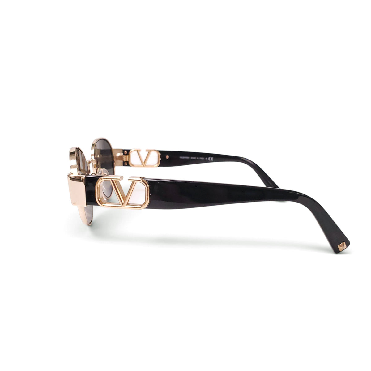 VALENTINO BLACK AND GOLD ROUND SUNGLASSES