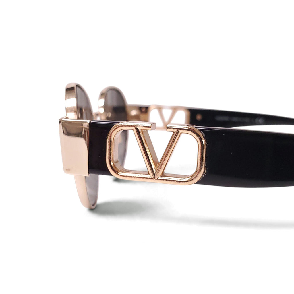 VALENTINO BLACK AND GOLD ROUND SUNGLASSES