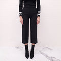 VALENTINO BLACK CROPPED CUFFED TROUSERS - SIZE 36