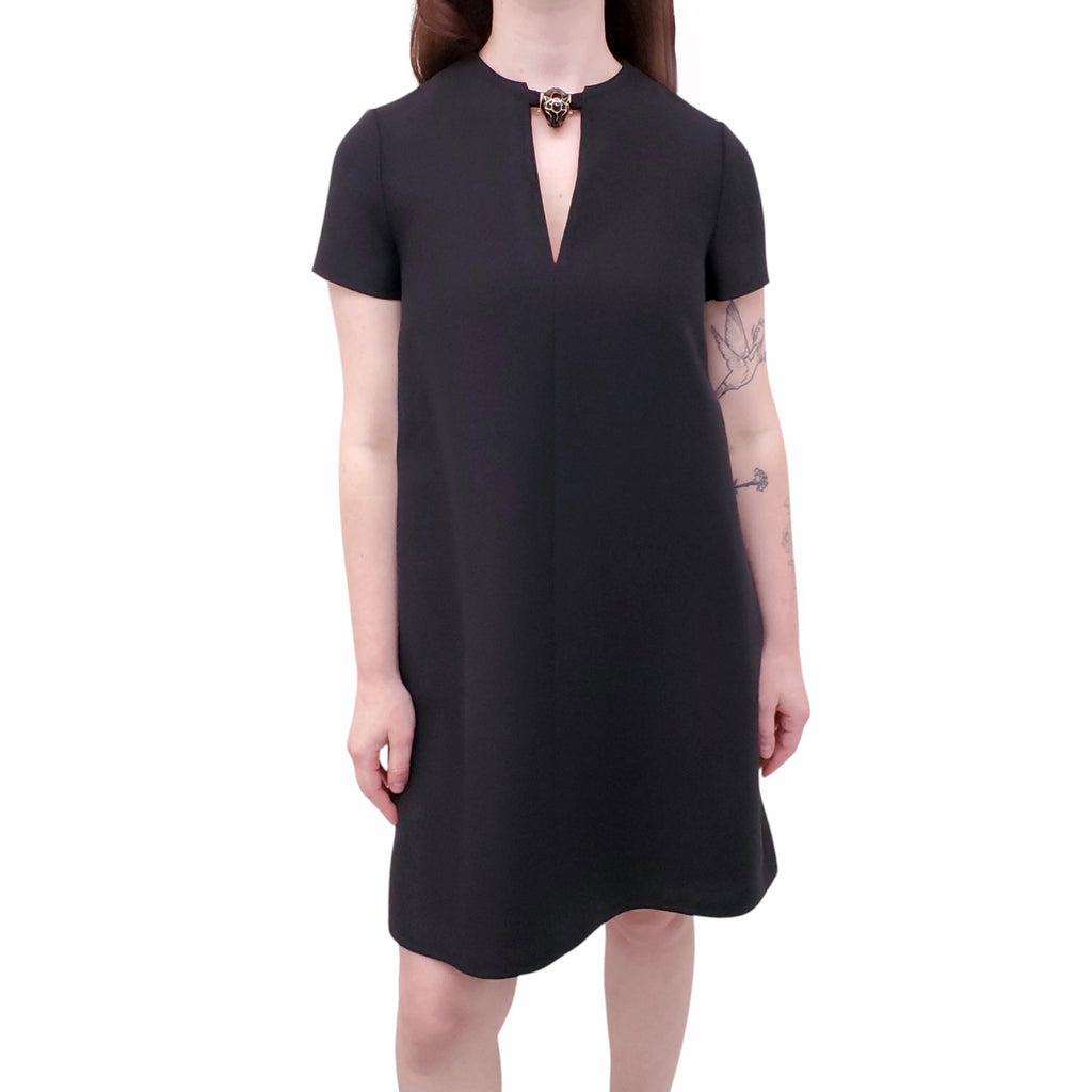 VALENTINO BLACK DRESS WITH TIGER DETAIL - SIZE 6