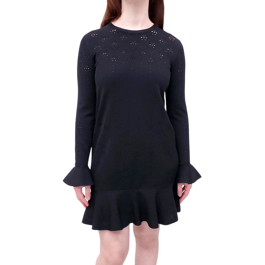 VALENTINO BLACK EYELET DRESS - SIZE M