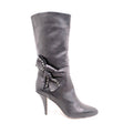 VALENTINO BLACK LEATHER BOOTS WITH ROCKSTUD BOW DETAIL - SIZE 40