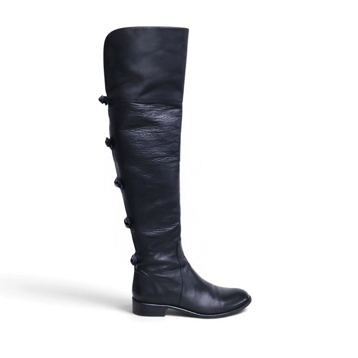 VALENTINO BLACK LONG BOOTS WITH BOW DETAILS - SIZE 38.5