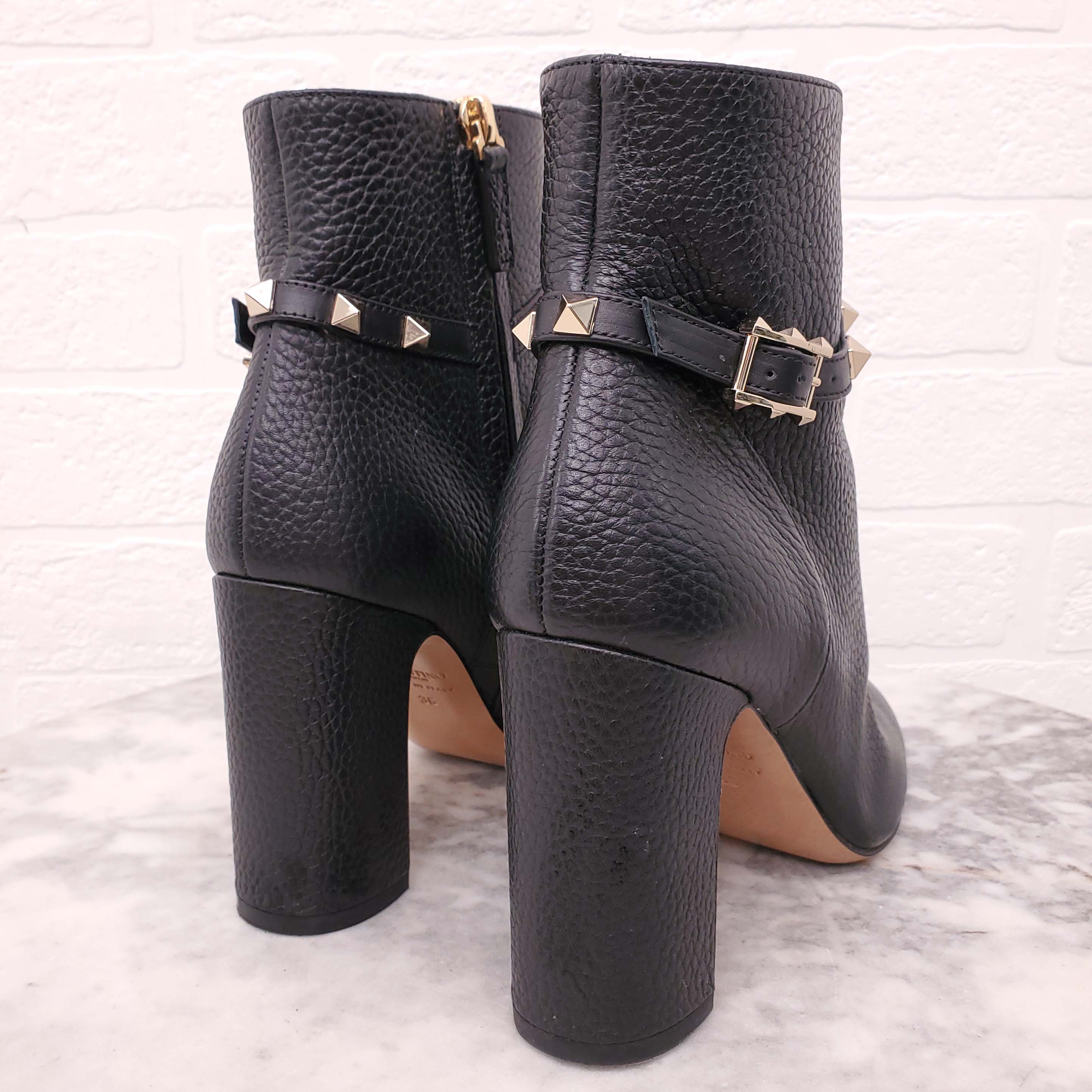 VALENTINO BLACK ROCKSTUD BOOTIES - SIZE 36
