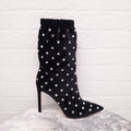 VALENTINO BLACK SUEDE BOOTIES WITH RHINESTONES - SIZE 37