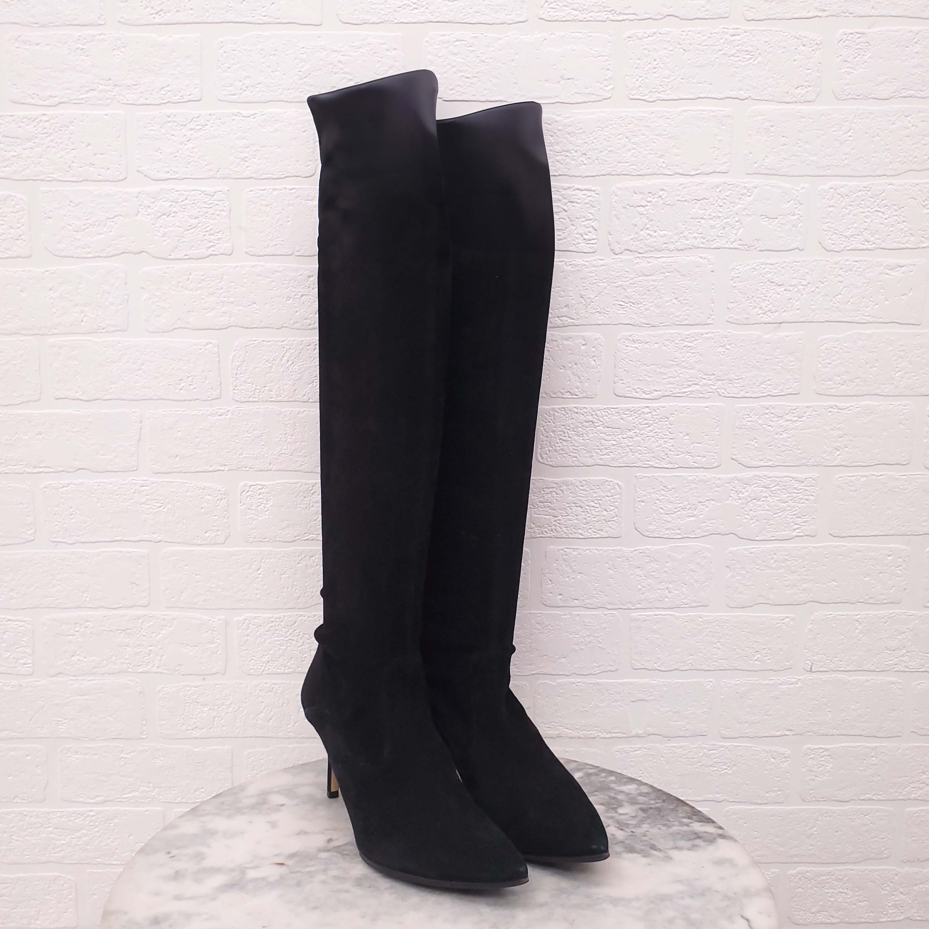 VALENTINO BLACK SUEDE KNEE HIGH BOOTS - SIZE 40