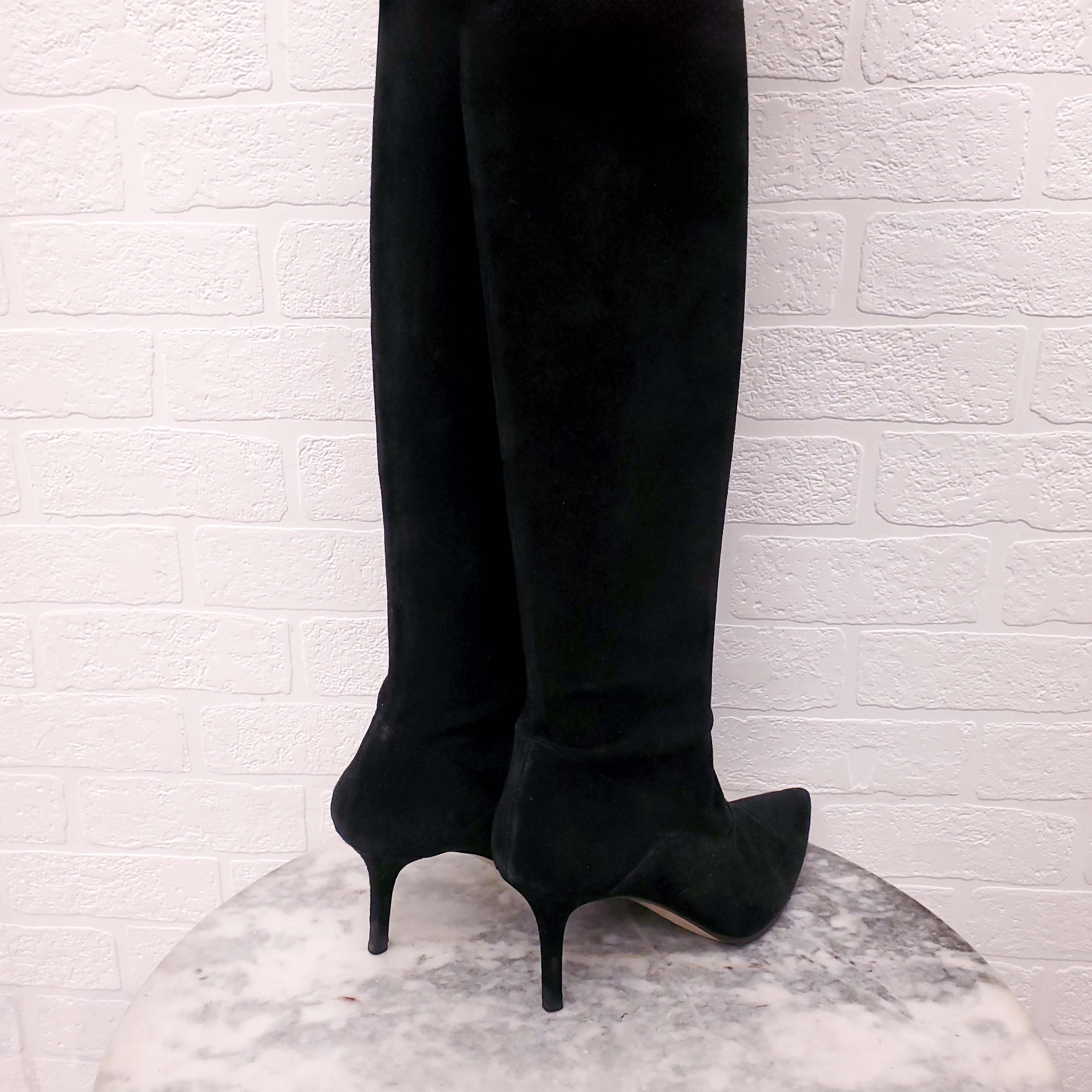 VALENTINO BLACK SUEDE KNEE HIGH BOOTS - SIZE 40