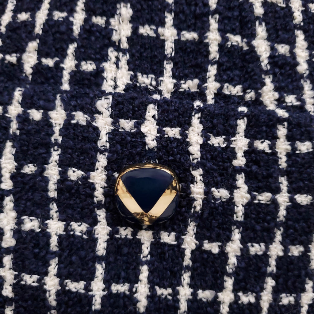 VALENTINO BOUCLE CHECKERED SHORTS WITH V LOGO BUTTONS - SIZE 44