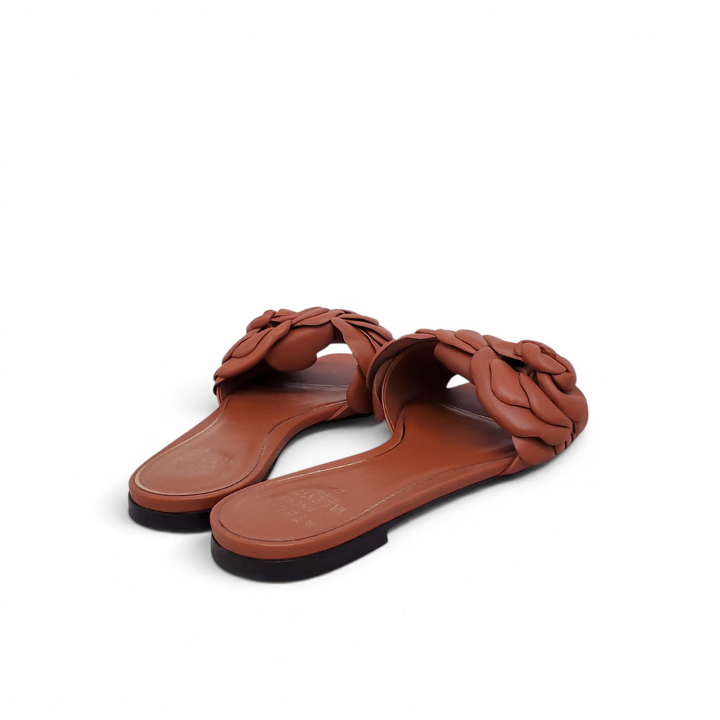 VALENTINO BROWN ROSETTE SANDALS - SIZE 37.5