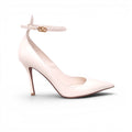 VALENTINO CREAM PATENT HEELS WITH ANKLE STRAP AND LOGO - SIZE 39.5