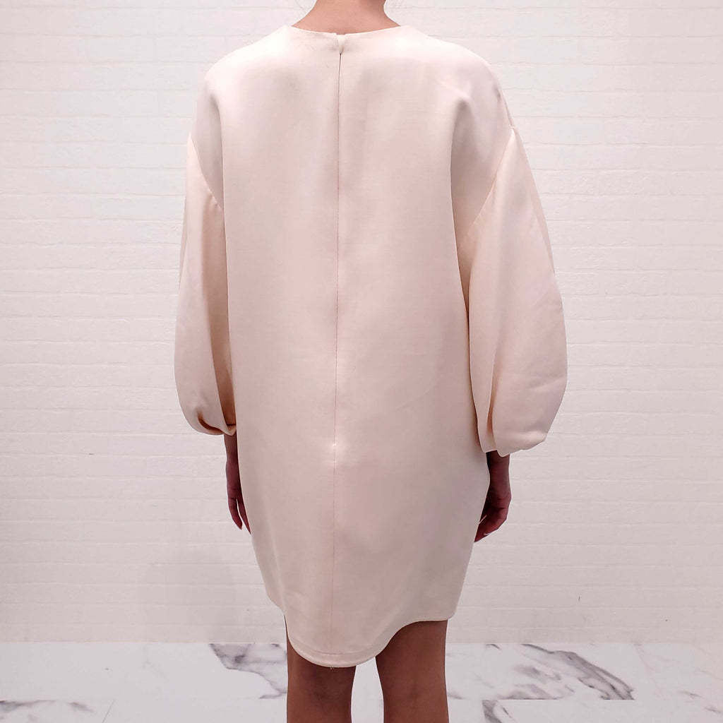VALENTINO CREAM WOOL AND SILK BLEND CREPE MINI DRESS - SIZE 42