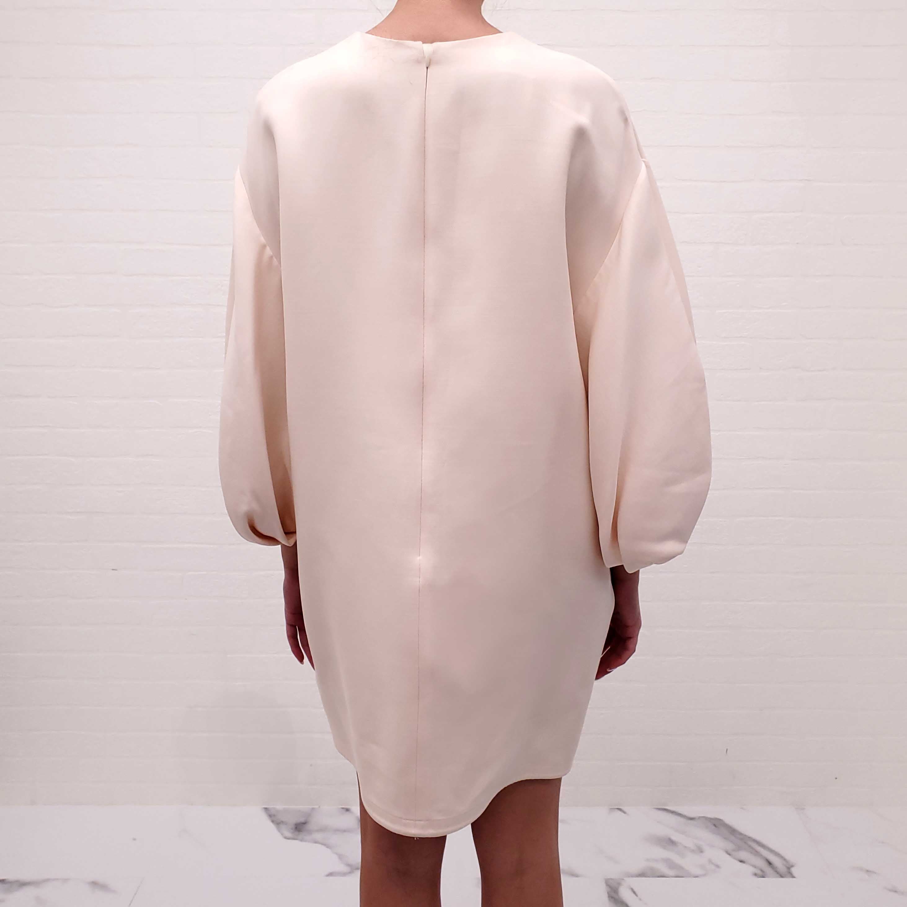 VALENTINO CREAM WOOL AND SILK BLEND CREPE MINI DRESS - SIZE 42