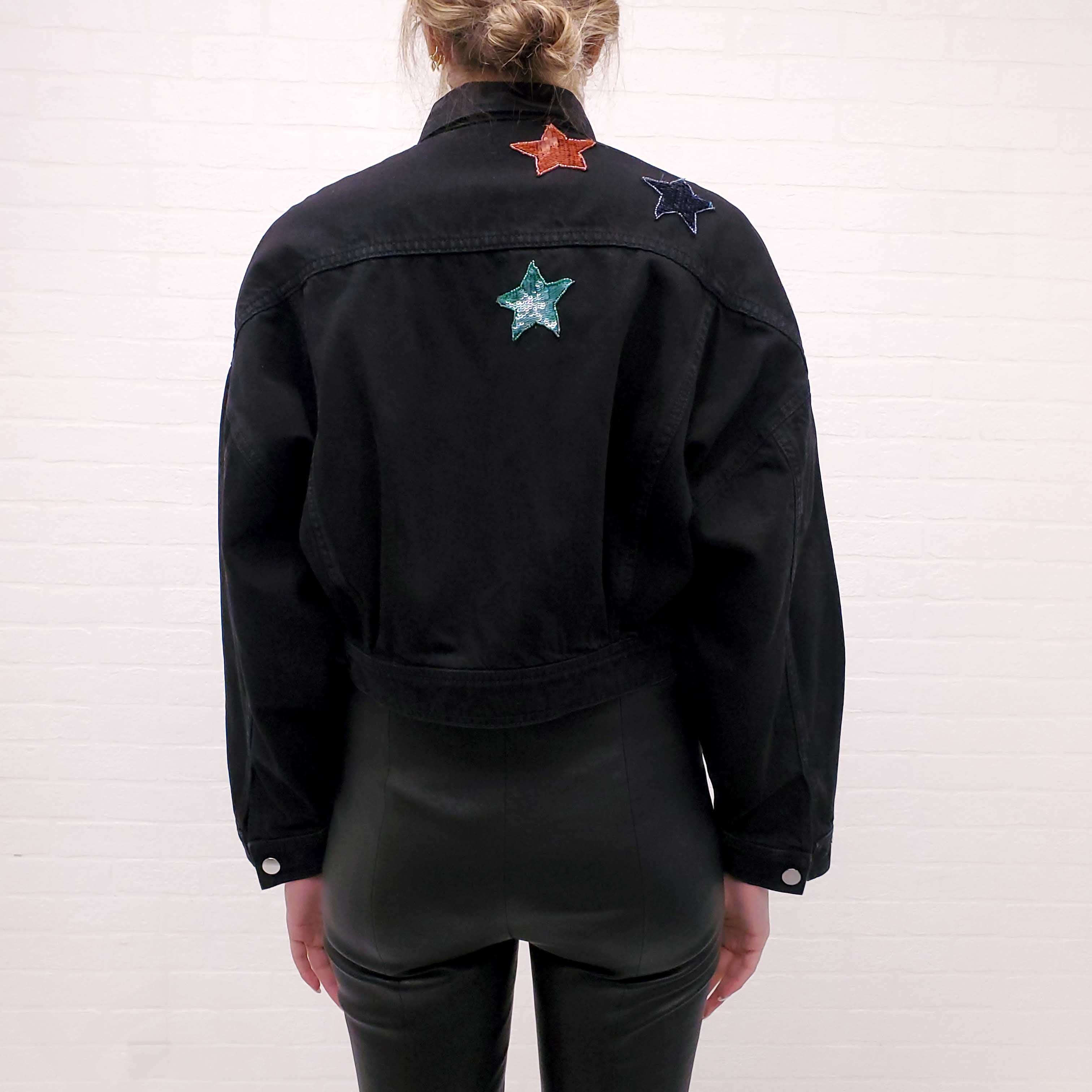 VALENTINO DENIM JACKET WITH SEQUIN STARS - SIZE 40