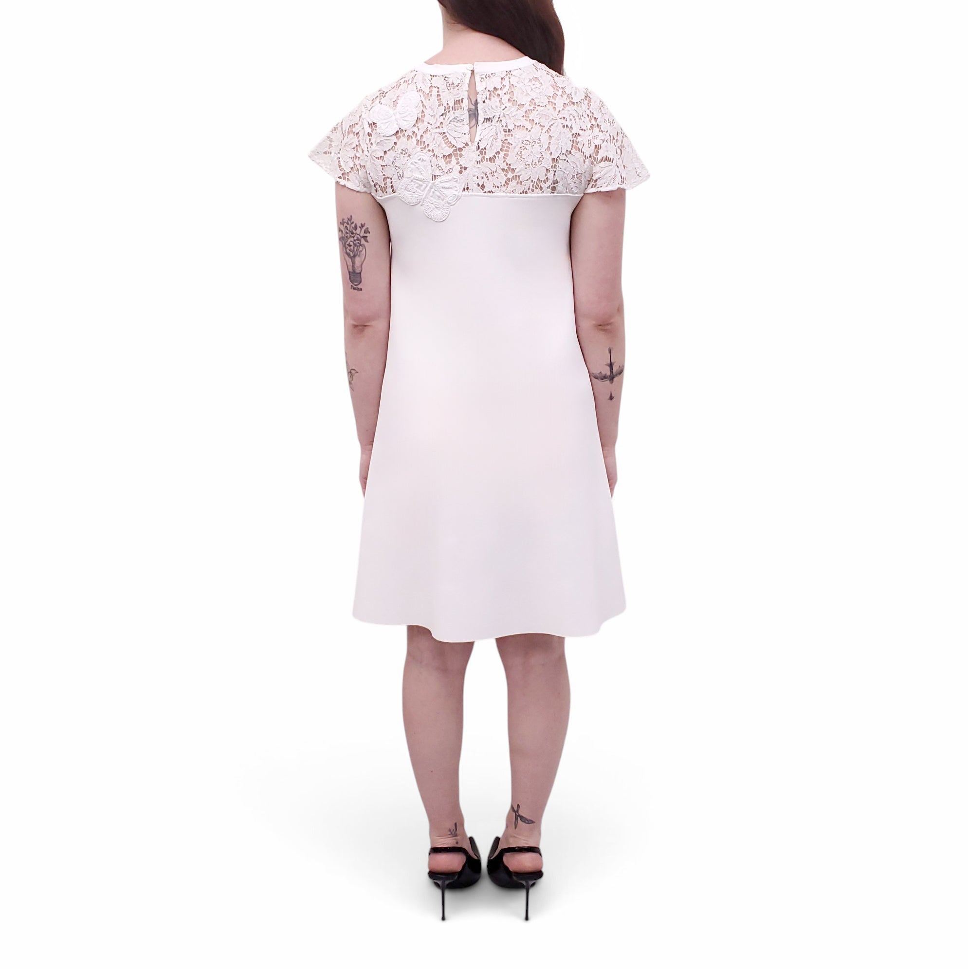 VALENTINO GARAVANI LACE PANELLED EMBROIDERED DRESS- SIZE M