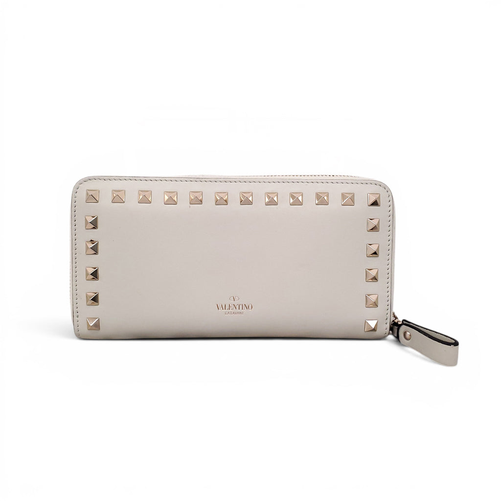 VALENTINO SAGE GREEN ROCKSTUD ZIP-AROUND WALLET