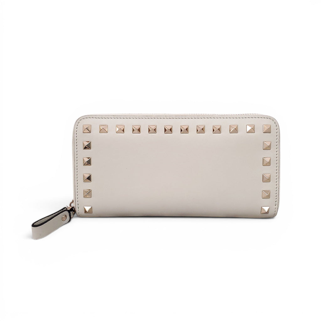 VALENTINO SAGE GREEN ROCKSTUD ZIP-AROUND WALLET