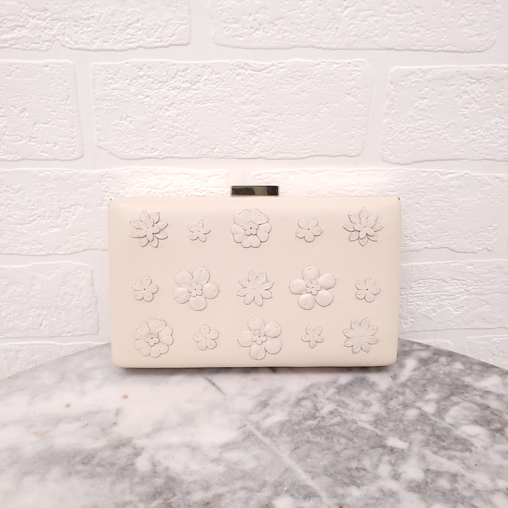 VALENTINO LEATHER FLORAL CLUTCH BAG