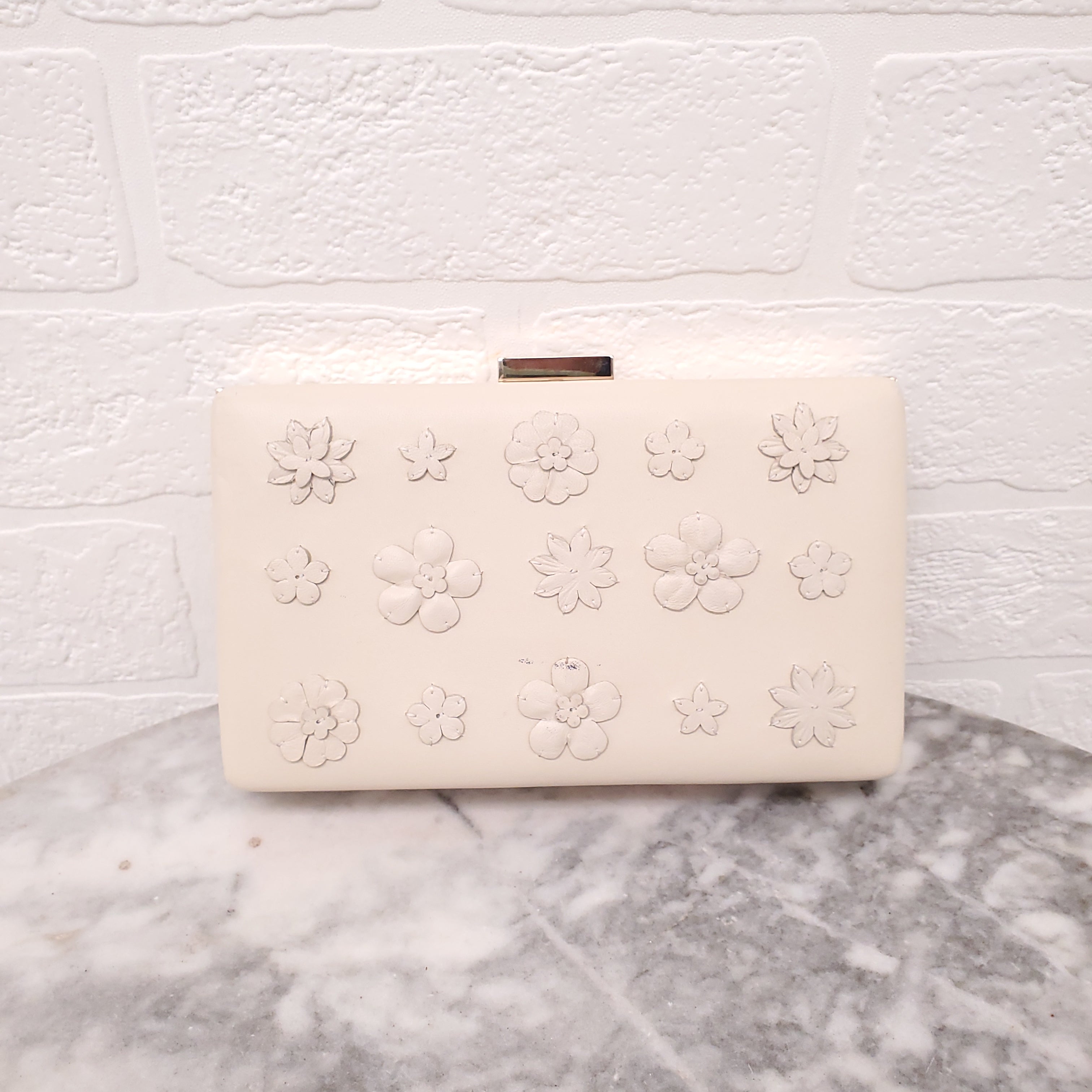 VALENTINO LEATHER FLORAL CLUTCH BAG