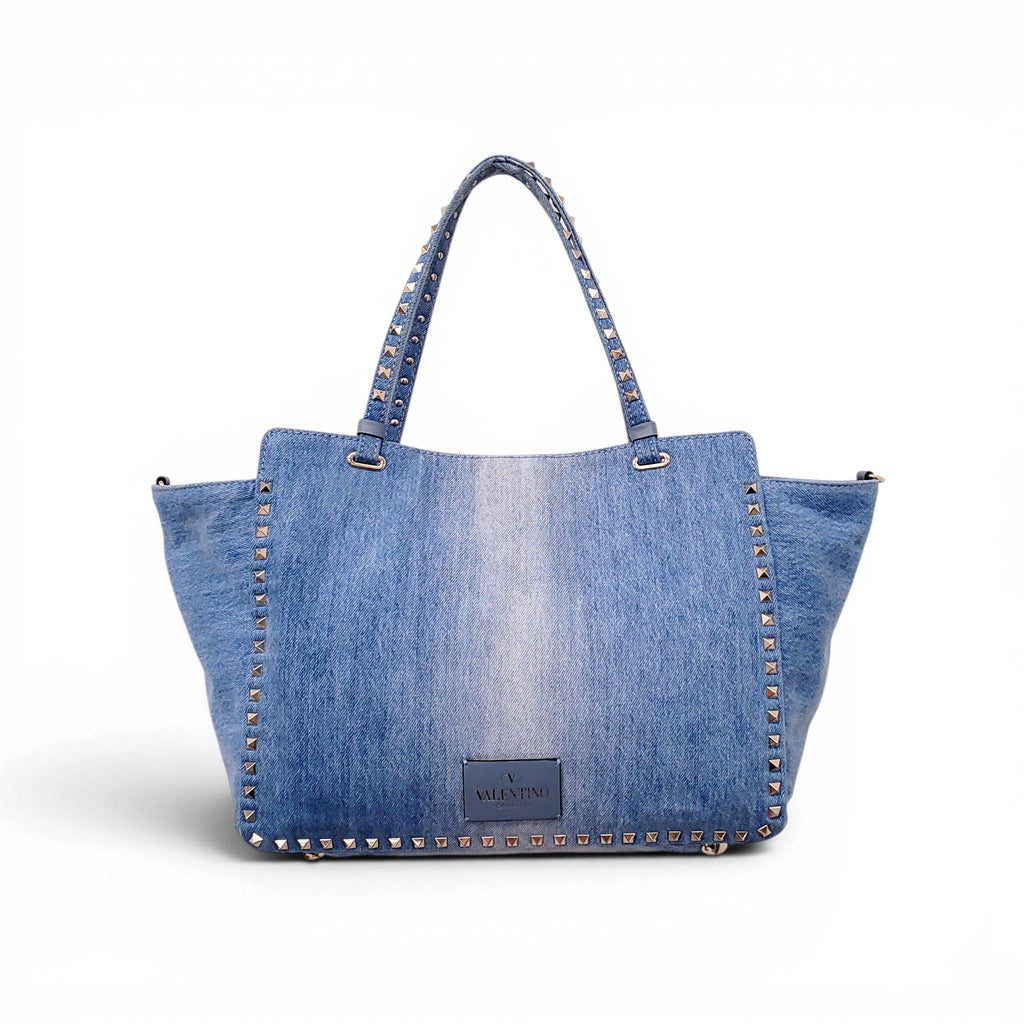 VALENTINO LIMITED EDITION DENIM BUTTERFLY ROCKSTUD TOTE