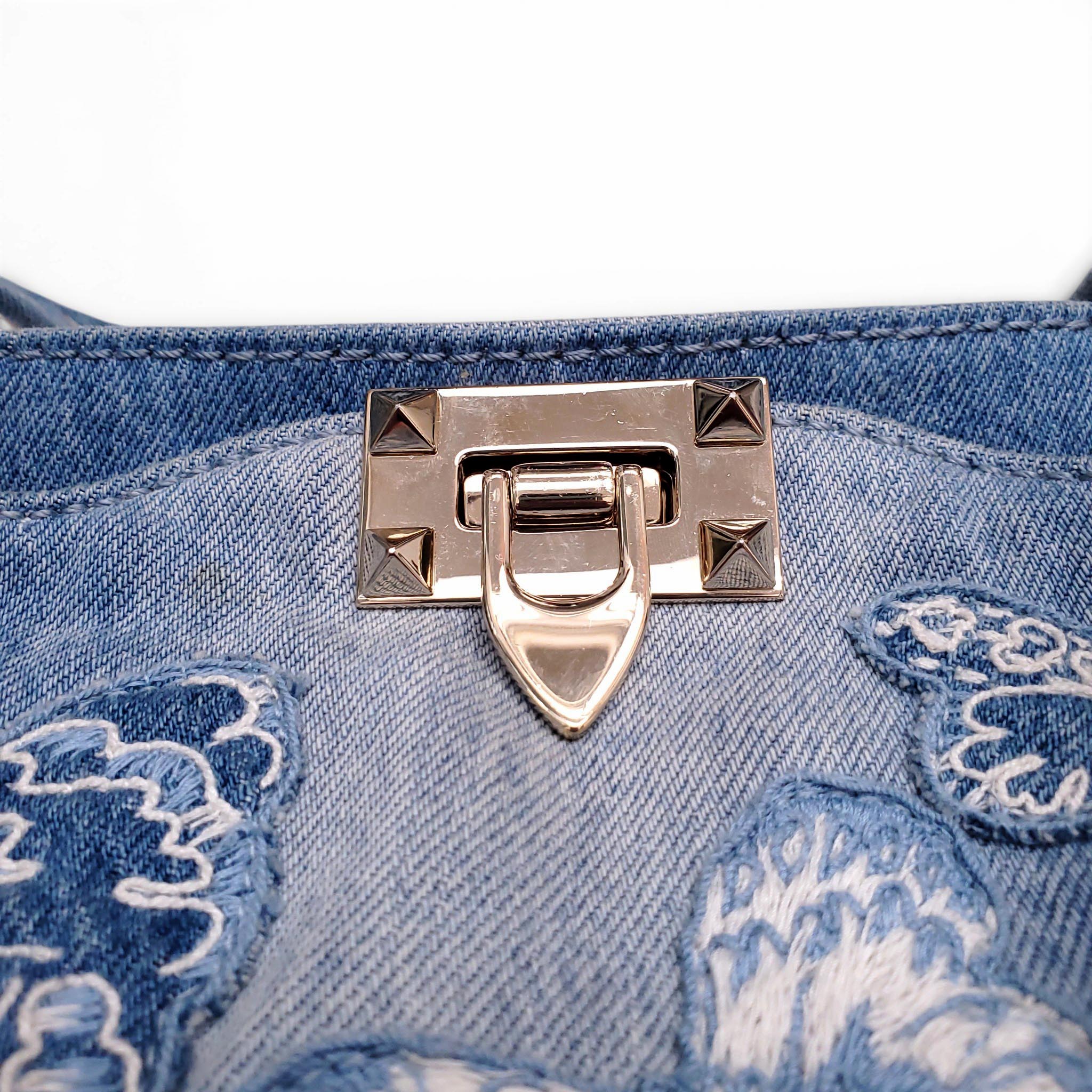 VALENTINO LIMITED EDITION DENIM BUTTERFLY ROCKSTUD TOTE