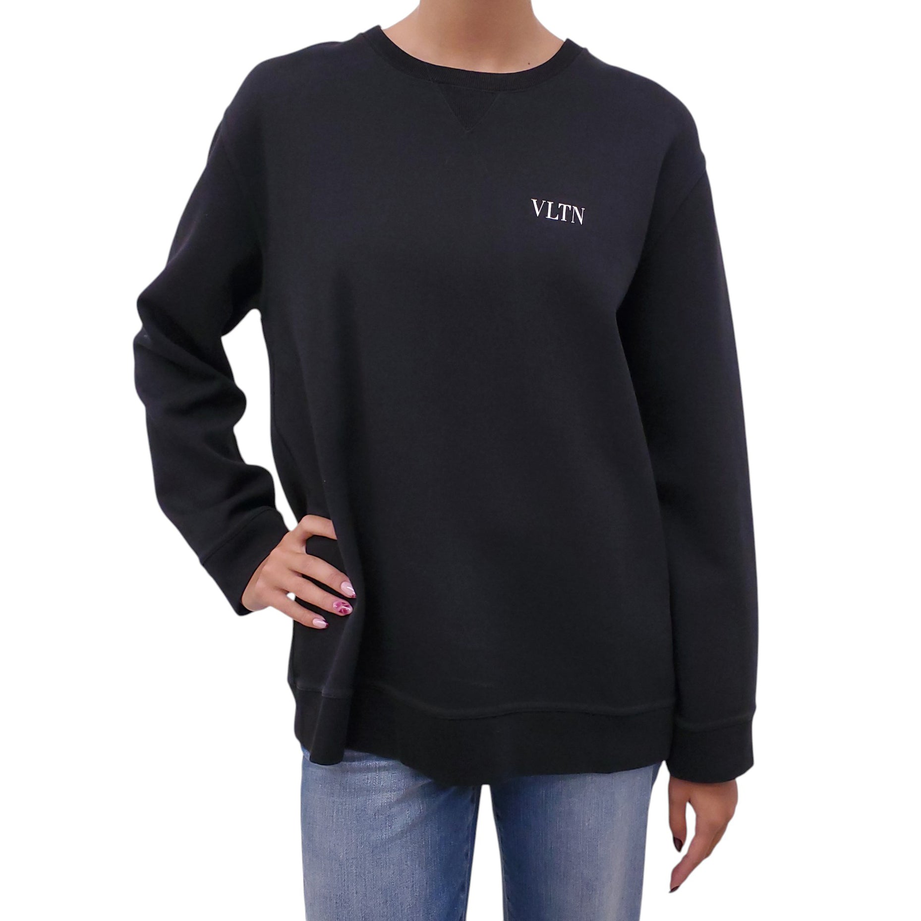 VALENTINO LOGO BLACK SWEATSHIRT - SIZE L