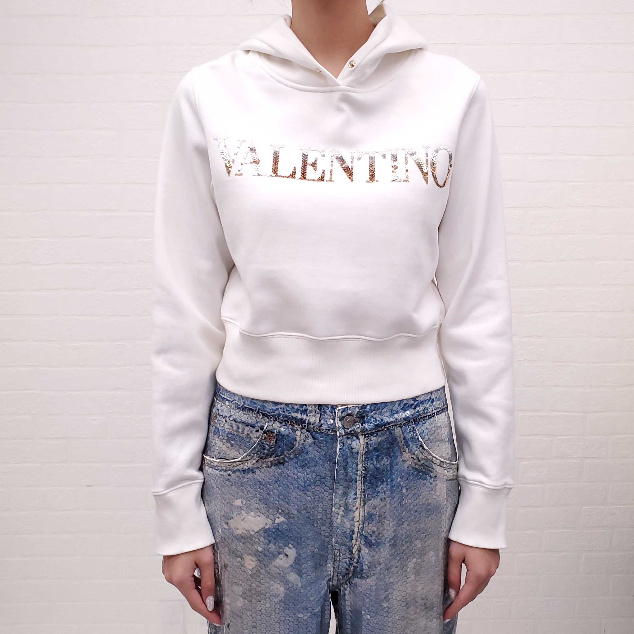 VALENTINO LOGO SWEATSHIRT WITH SEQUINS - SIZE M