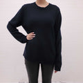 VALENTINO NAVY CASHMERE SWEATER WITH ROCKSTUD DETAIL - SIZE M