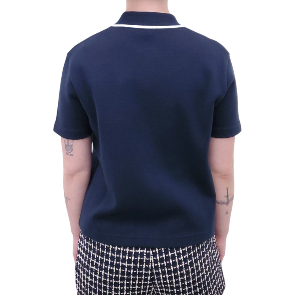 VALENTINO NAVY GOLD V LOGO BUTTON POLO SHIRT - SIZE L