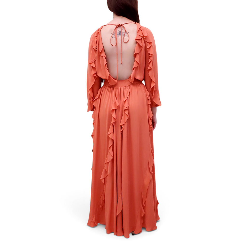 VALENTINO ORANGE RUFFLE GOWN - SIZE 8