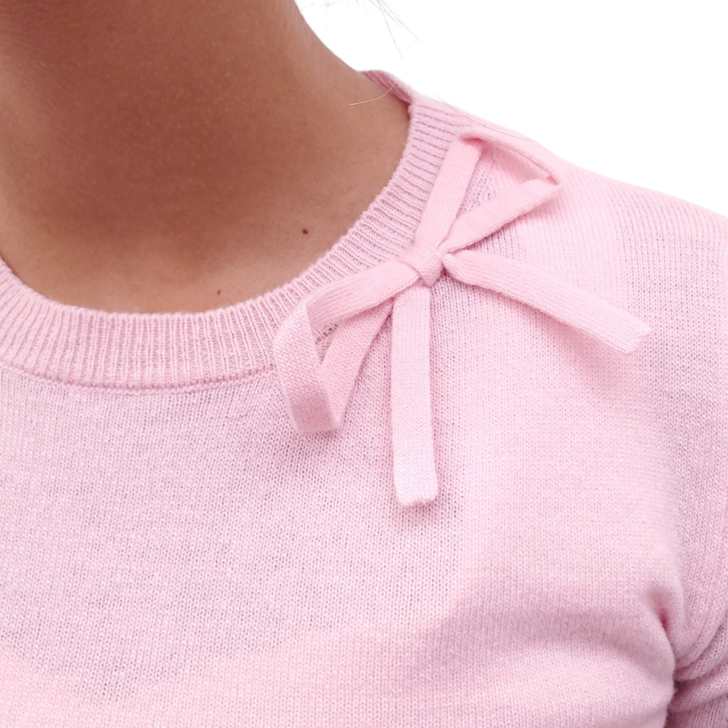 VALENTINO PINK SWEATER WITH BOW DETAIL - SIZE XS