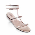 VALENTINO ROCKSTUD GOLD SANDALS WITH LUCITE DETAILS - SIZE 40
