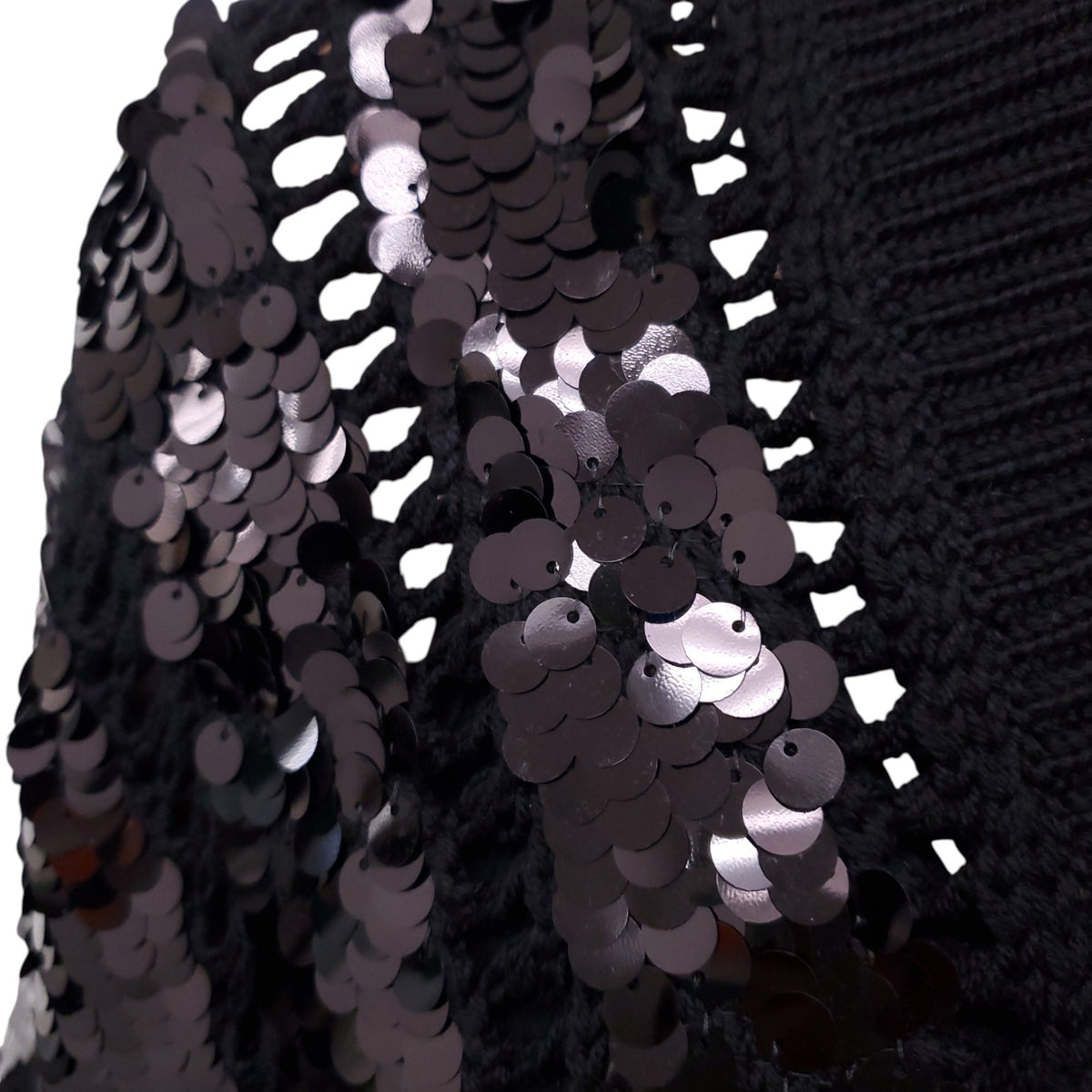 VALENTINO SEQUIN POINTELLE-KNIT VIRGIN WOOL SWEATER - SIZE M