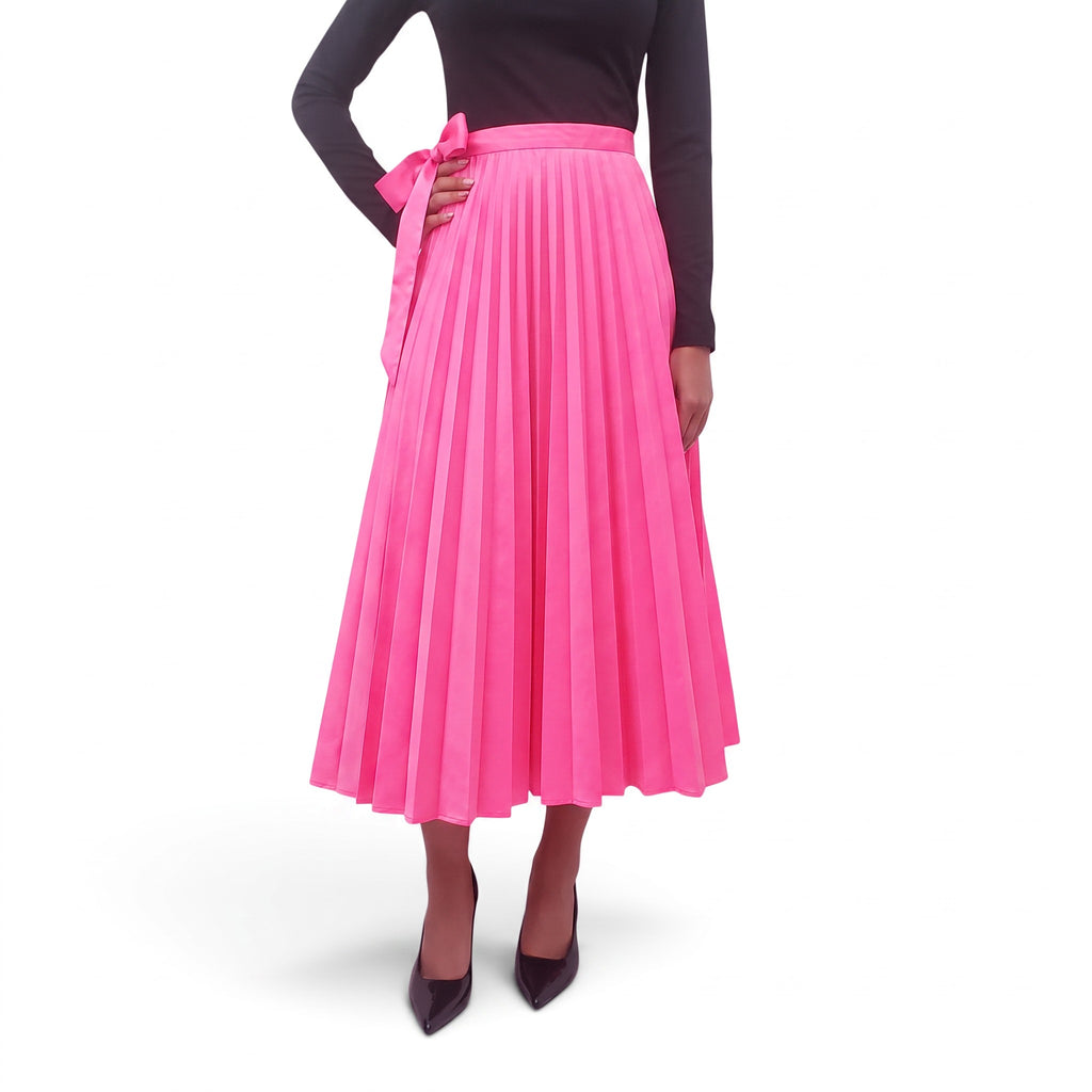 VALENTINO TIED-WAIST PLEATED SKIRT - SIZE 44