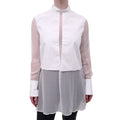 VALENTINO WHITE BLOUSE WITH SHEER SILK DETAIL - SIZE 40